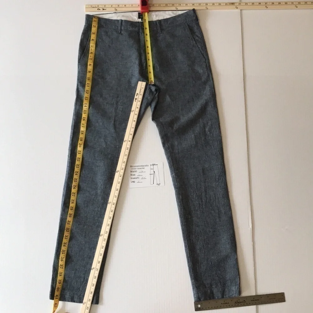 J.CREW—THE DRIGGS Men’s Dark Gray Slate Linen Cotton Blend Straight Leg Chinos